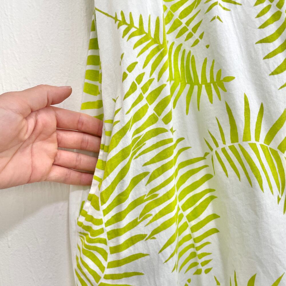 Kealopiko Womens Shirt Dress L White Green Fern Print Hawaiian Organic Cotton - Picture 10 of 13